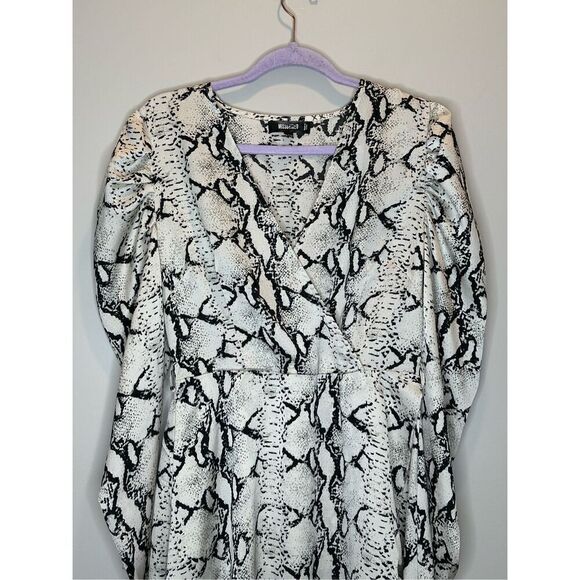 Missguided Snakeskin Chiffon High Low Ruffle Bottom Dress Size 8 - Picture 2 of 9